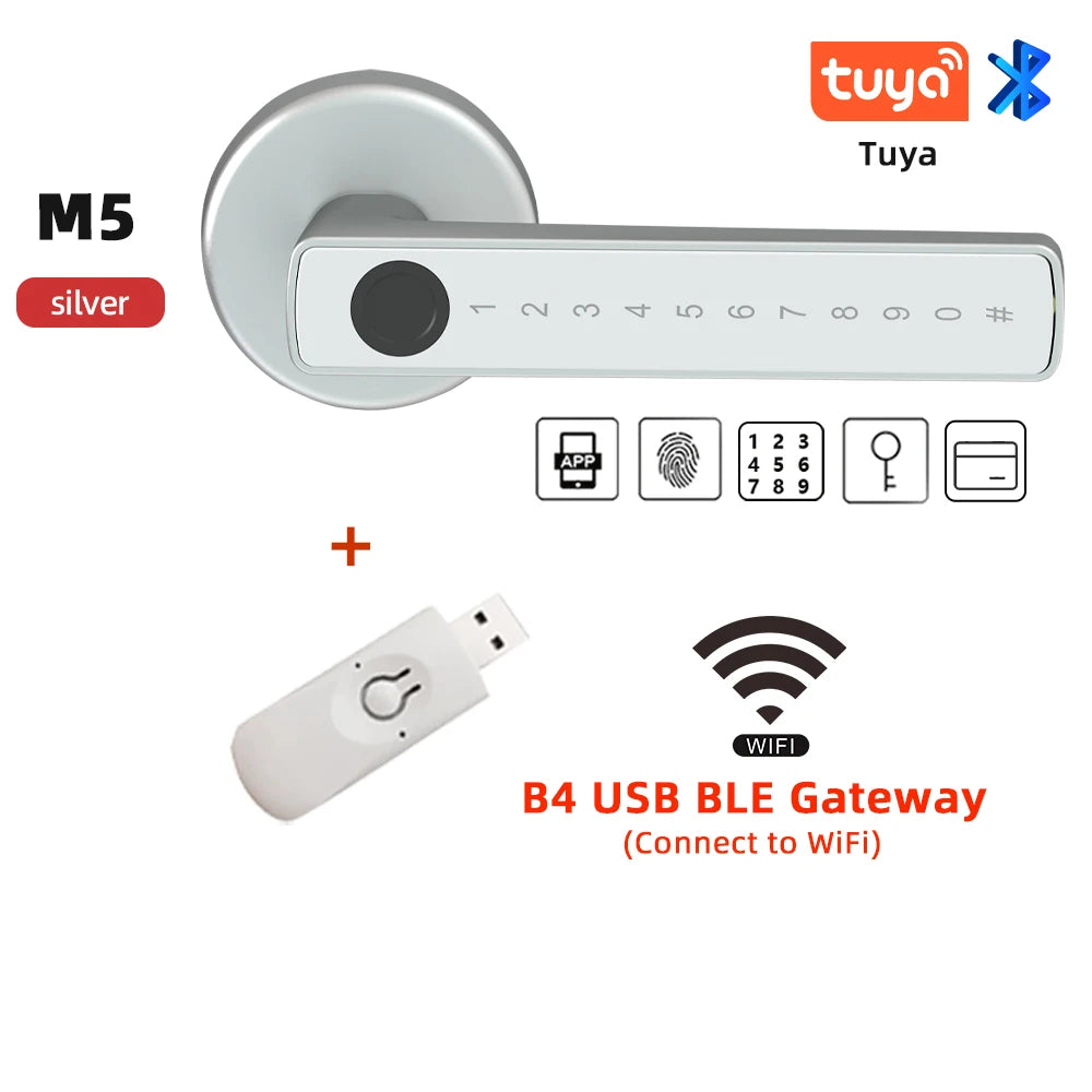Smart Fingerprint Door Lock Digital Electronic Lock with Password/Key/IC Card/ Smartlife/ Tuya APP Unlock