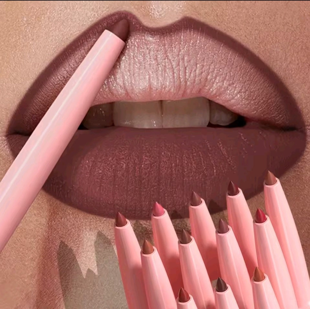 Matte Slim Lip Liner – Waterproof Red Brown Contour Pencil