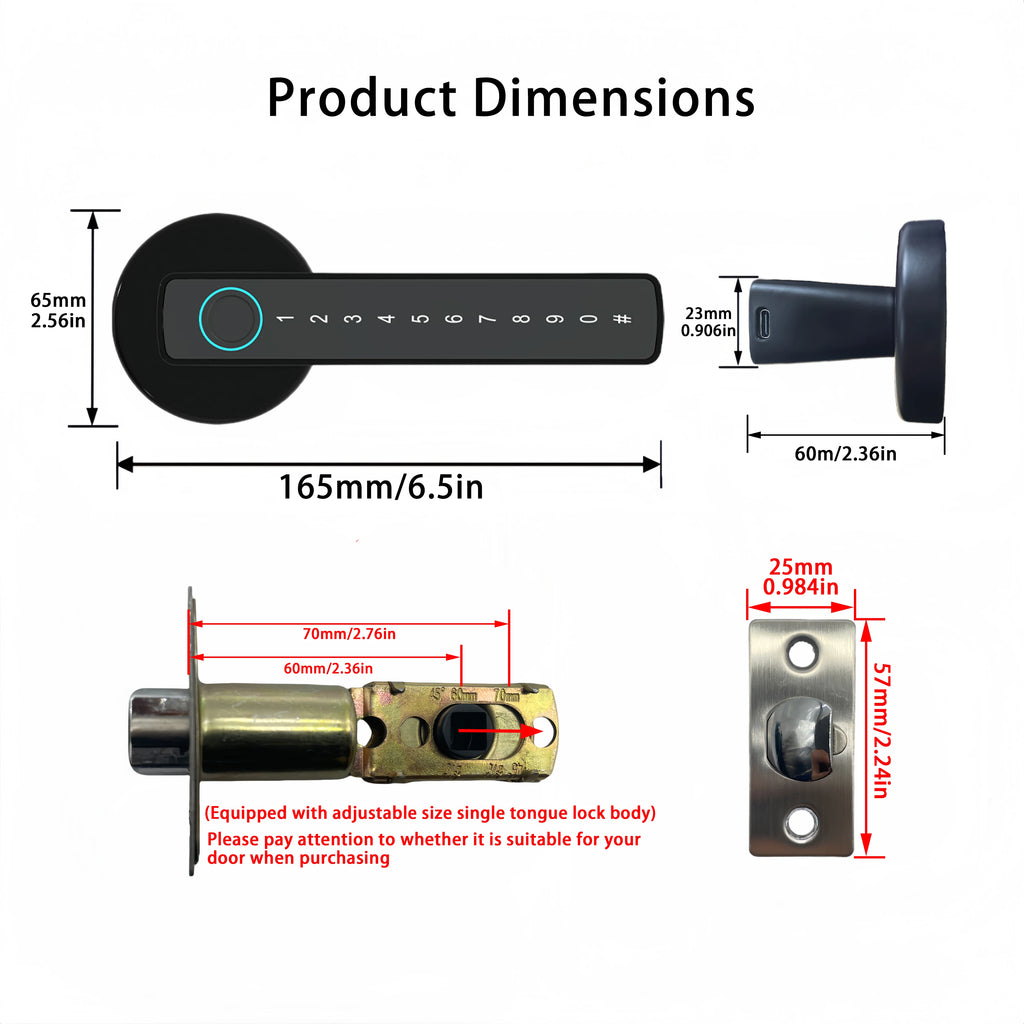 Smart Fingerprint Door Lock Digital Electronic Lock with Password/Key/IC Card/ Smartlife/ Tuya APP Unlock