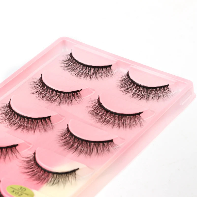 5 Pairs Natural Long Fake Eyelashes HandMade Light Soft Eyelash Wispy Extension False Lashes Bulk Makeup Tools