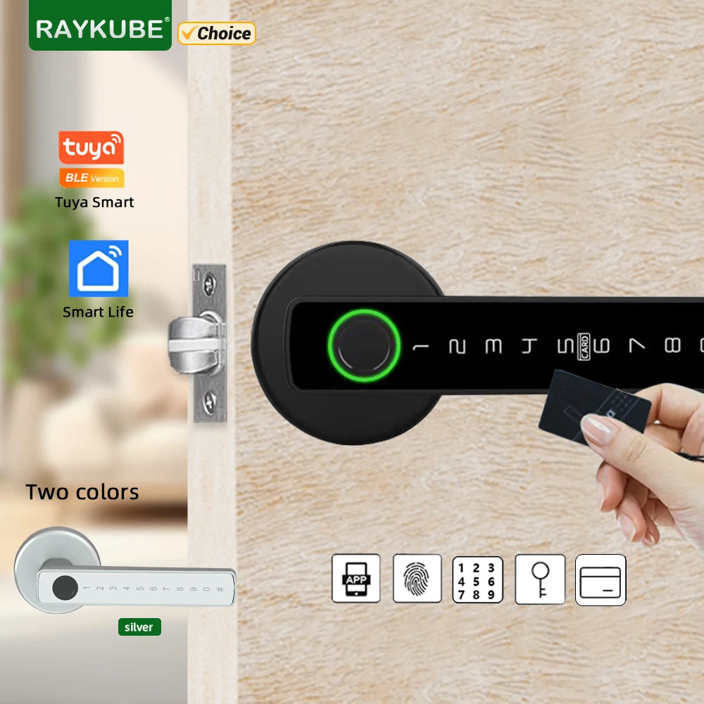 Smart Fingerprint Door Lock Digital Electronic Lock with Password/Key/IC Card/ Smartlife/ Tuya APP Unlock
