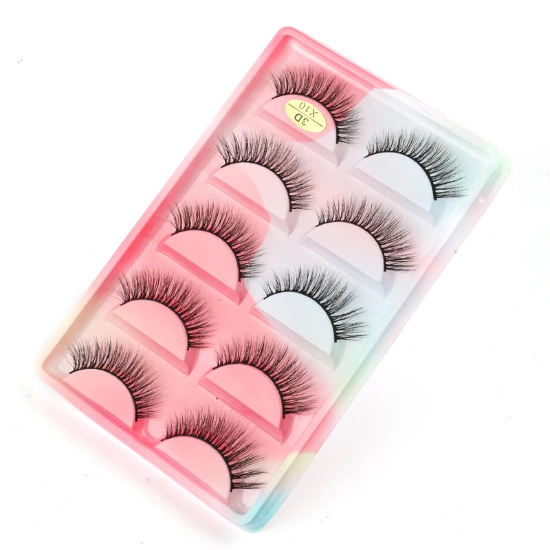 5 Pairs Natural Long Fake Eyelashes HandMade Light Soft Eyelash Wispy Extension False Lashes Bulk Makeup Tools