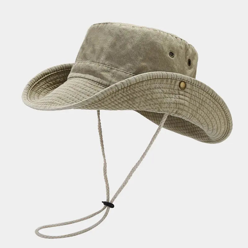 Men's Vintage Washed Fishing Hat-Wide Brim Sun Protection Bucket Cap for Outdoor Hiking&Travel UPF50+UV Shield
