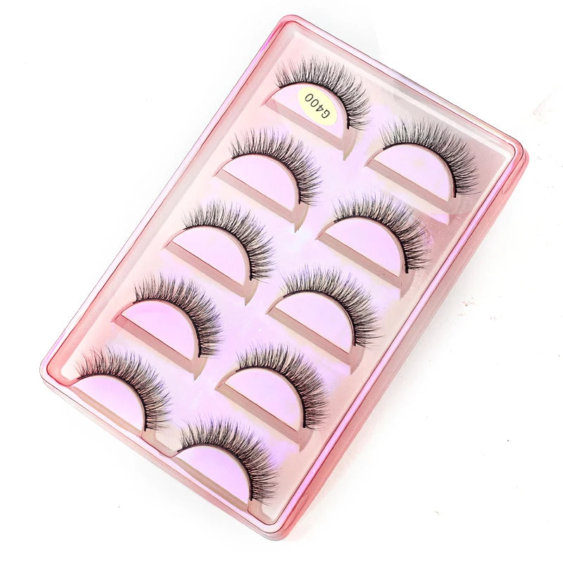 5 Pairs Natural Long Fake Eyelashes HandMade Light Soft Eyelash Wispy Extension False Lashes Bulk Makeup Tools