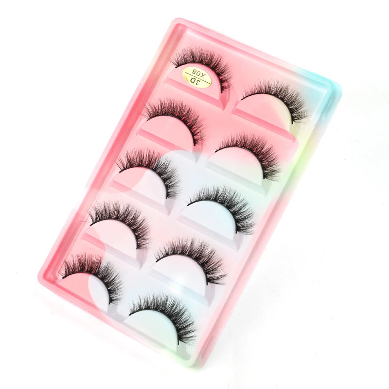 5 Pairs Natural Long Fake Eyelashes HandMade Light Soft Eyelash Wispy Extension False Lashes Bulk Makeup Tools