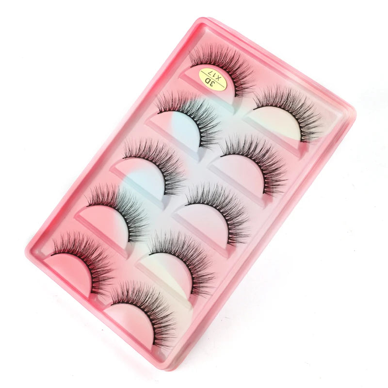 5 Pairs Natural Long Fake Eyelashes HandMade Light Soft Eyelash Wispy Extension False Lashes Bulk Makeup Tools