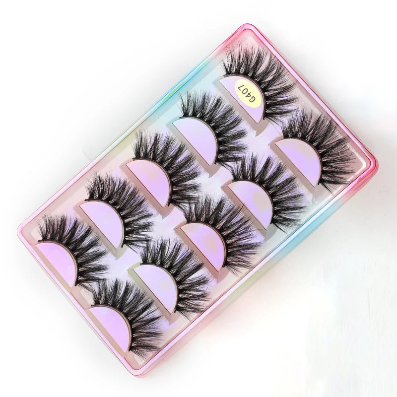 5 Pairs Natural Long Fake Eyelashes HandMade Light Soft Eyelash Wispy Extension False Lashes Bulk Makeup Tools