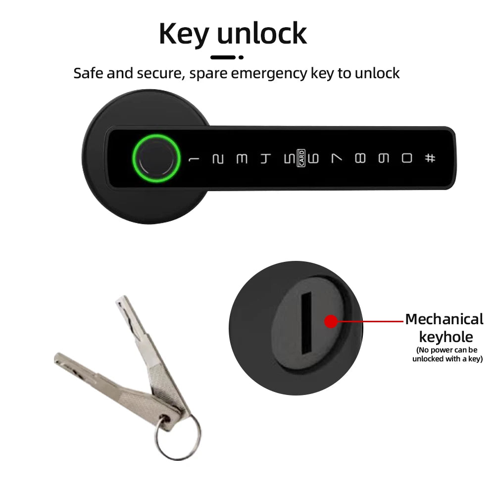 Smart Fingerprint Door Lock Digital Electronic Lock with Password/Key/IC Card/ Smartlife/ Tuya APP Unlock