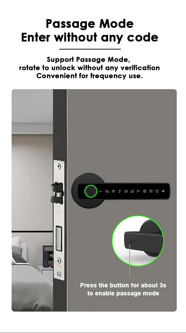Smart Fingerprint Door Lock Digital Electronic Lock with Password/Key/IC Card/ Smartlife/ Tuya APP Unlock