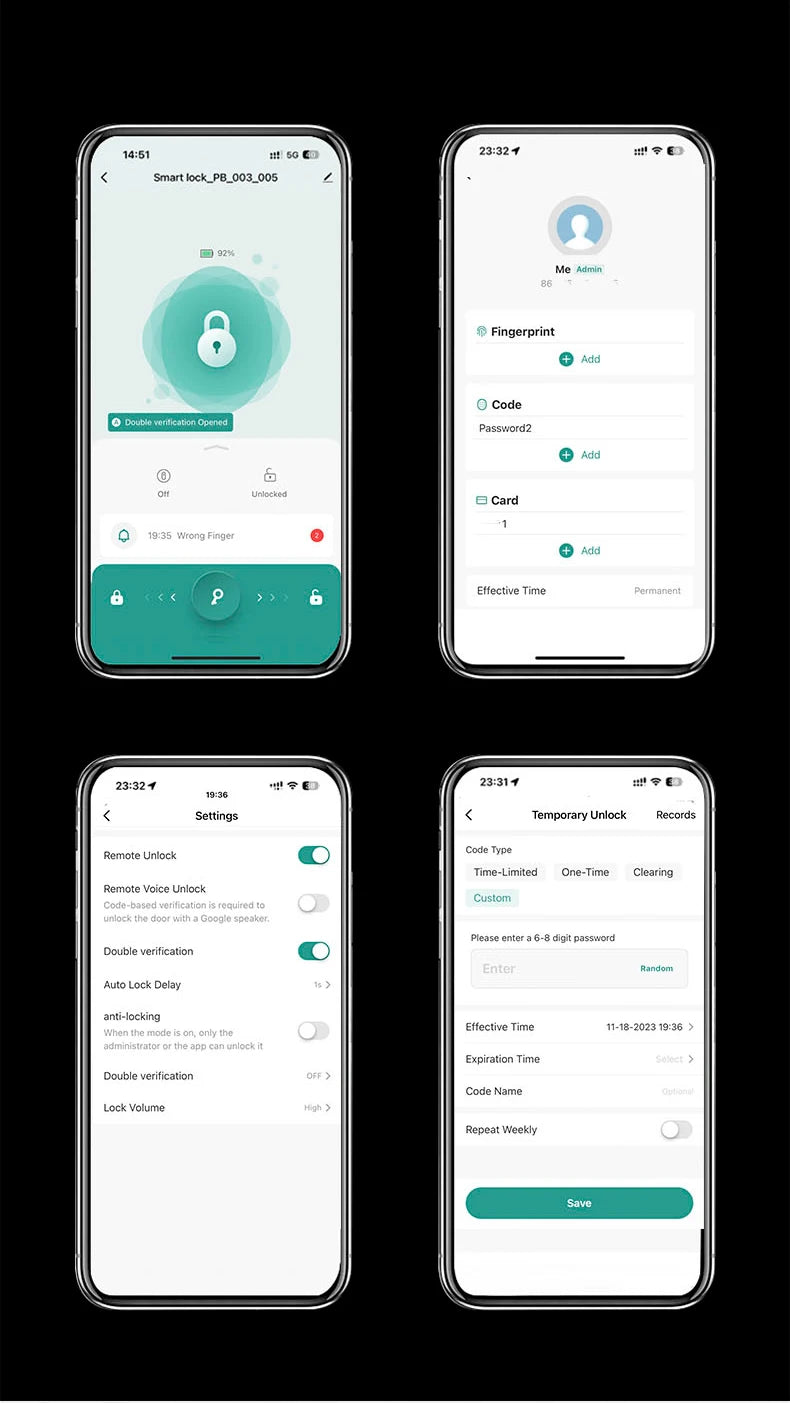 Smart Fingerprint Door Lock Digital Electronic Lock with Password/Key/IC Card/ Smartlife/ Tuya APP Unlock