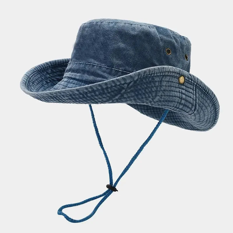 Men's Vintage Washed Fishing Hat-Wide Brim Sun Protection Bucket Cap for Outdoor Hiking&Travel UPF50+UV Shield
