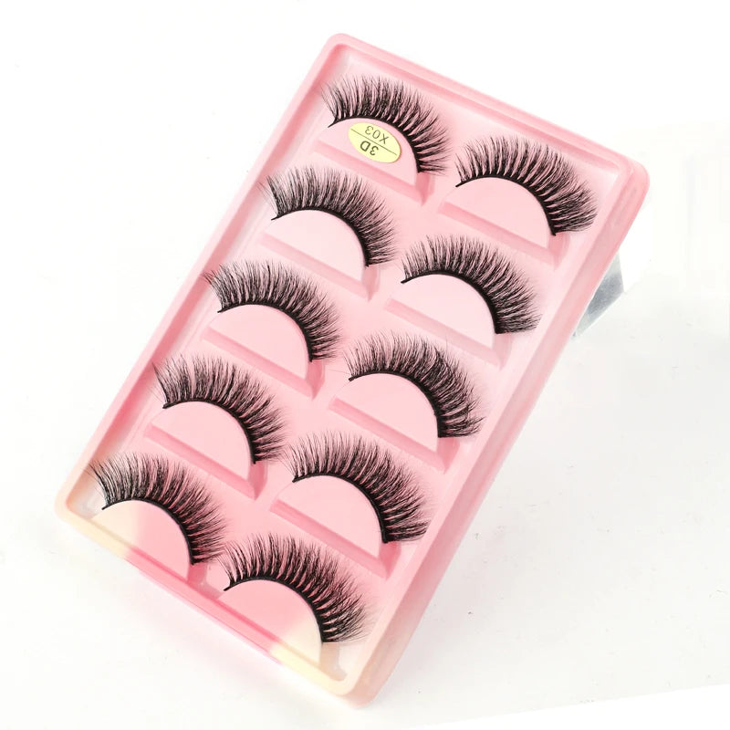 5 Pairs Natural Long Fake Eyelashes HandMade Light Soft Eyelash Wispy Extension False Lashes Bulk Makeup Tools