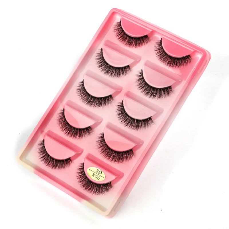 5 Pairs Natural Long Fake Eyelashes HandMade Light Soft Eyelash Wispy Extension False Lashes Bulk Makeup Tools