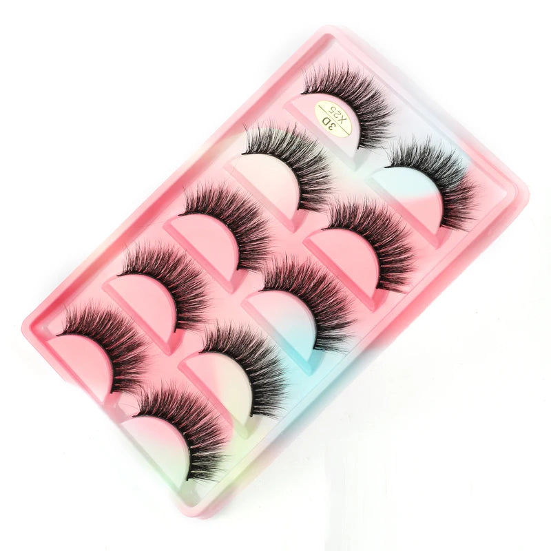 5 Pairs Natural Long Fake Eyelashes HandMade Light Soft Eyelash Wispy Extension False Lashes Bulk Makeup Tools