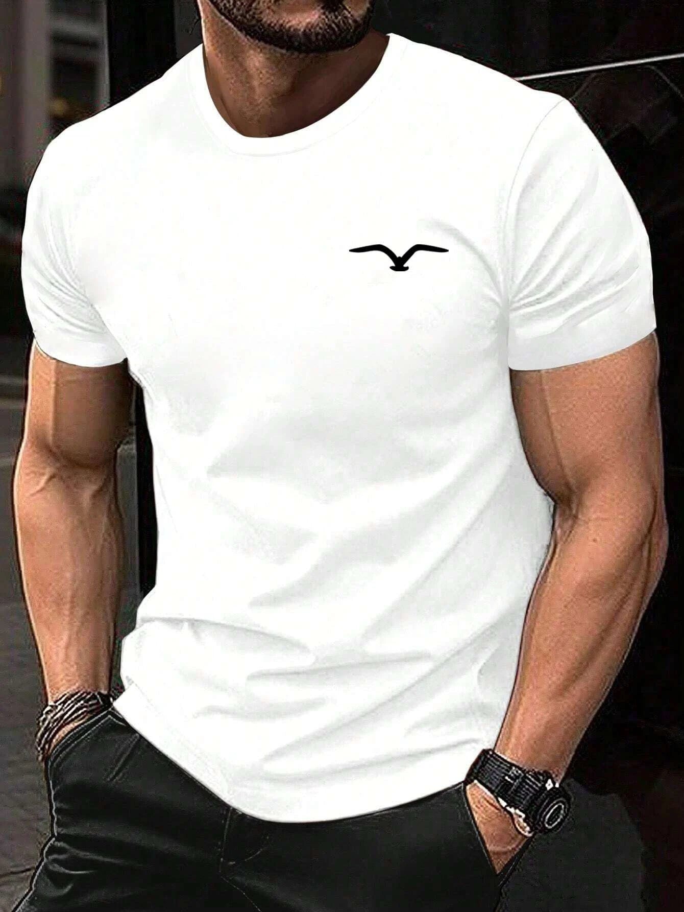 Seagull Men Cotton T-shirt Luxury Brand Fashion Big Size Top Casual Short Sleeve Streetwear Classic New Arrival Tee S-4XL