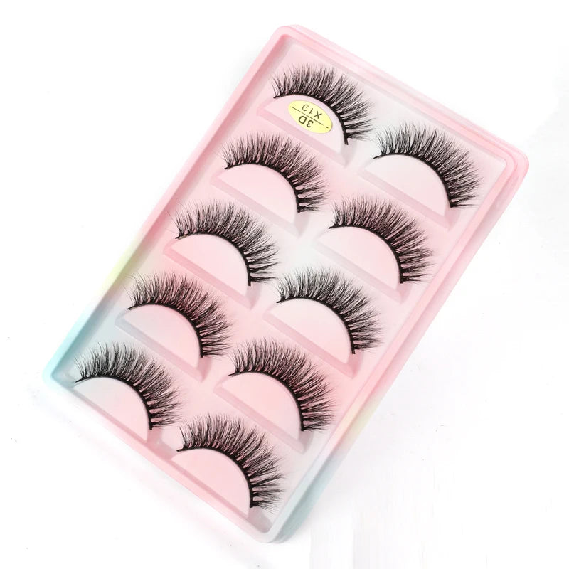 5 Pairs Natural Long Fake Eyelashes HandMade Light Soft Eyelash Wispy Extension False Lashes Bulk Makeup Tools