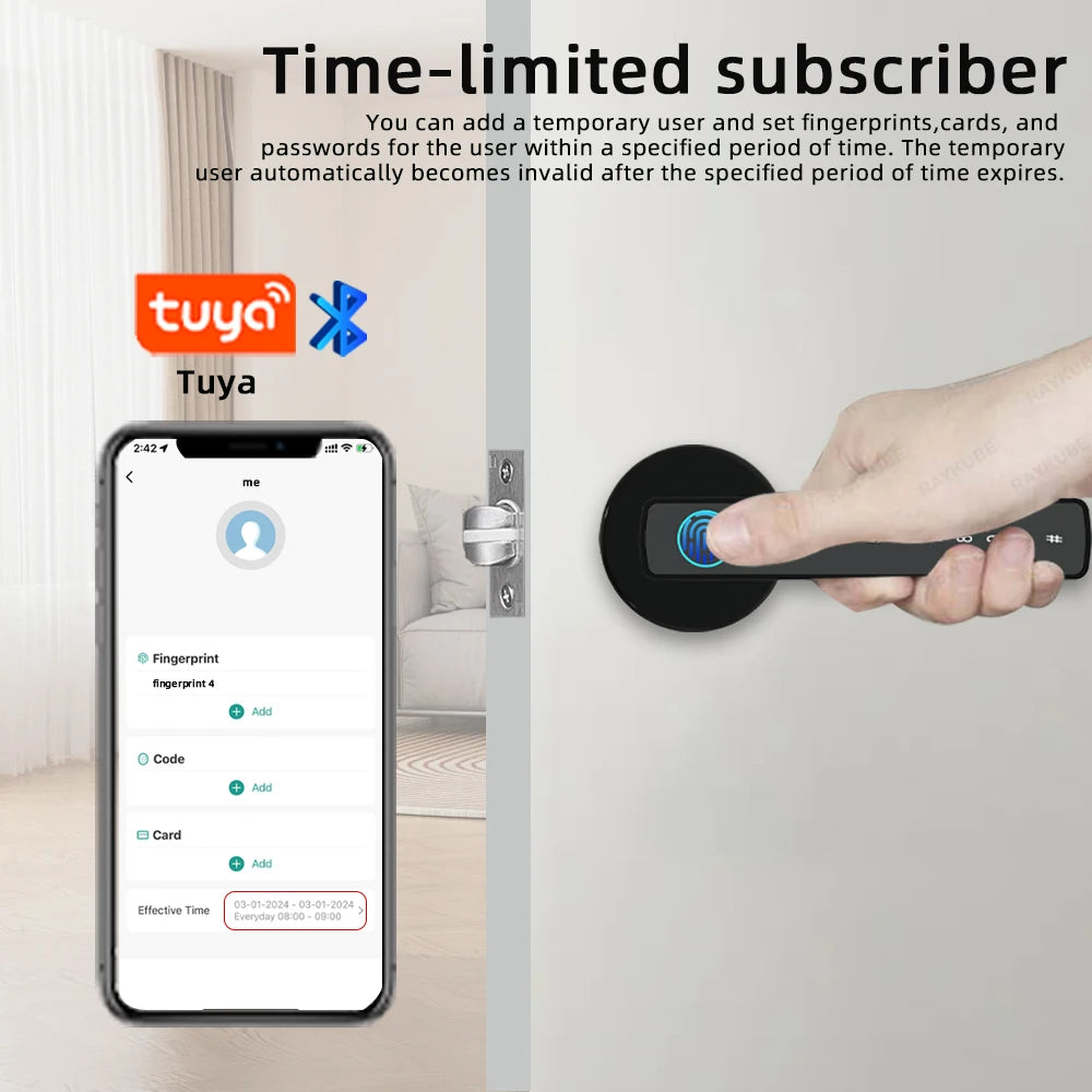 Smart Fingerprint Door Lock Digital Electronic Lock with Password/Key/IC Card/ Smartlife/ Tuya APP Unlock