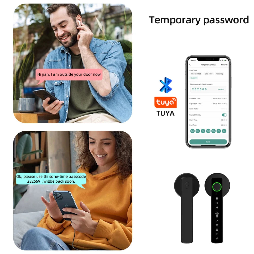 Smart Fingerprint Door Lock Digital Electronic Lock with Password/Key/IC Card/ Smartlife/ Tuya APP Unlock