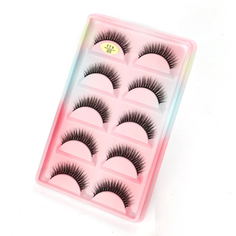5 Pairs Natural Long Fake Eyelashes HandMade Light Soft Eyelash Wispy Extension False Lashes Bulk Makeup Tools