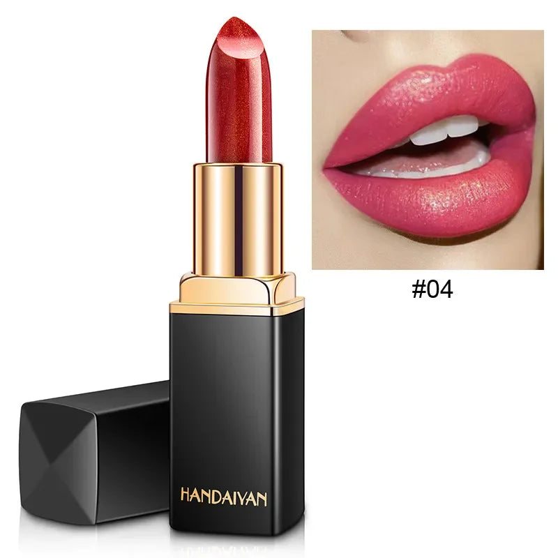 Waterproof Pink Glitter Lipstick Long Lasting Matte Lip Makeup Velve Red Sexy Shimmer Lipgloss Lips Beauty Make-up Cosmetics
