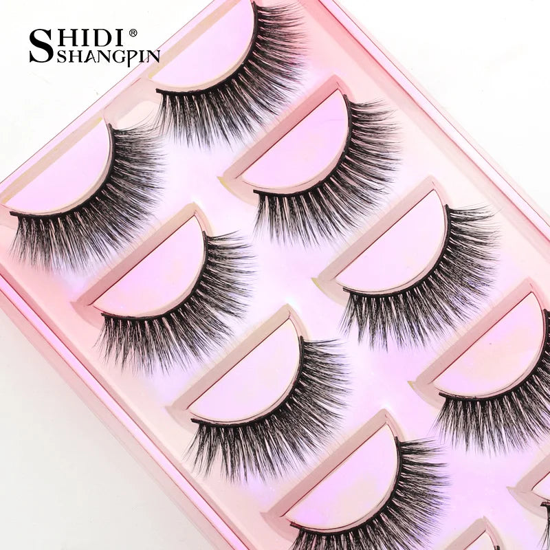 5 Pairs Natural Long Fake Eyelashes HandMade Light Soft Eyelash Wispy Extension False Lashes Bulk Makeup Tools