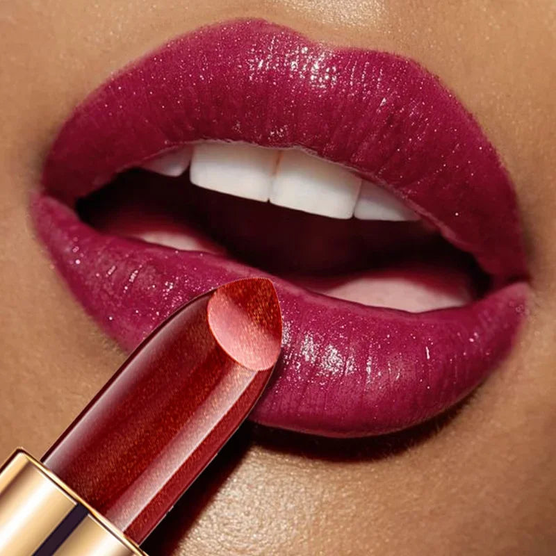 Waterproof Pink Glitter Lipstick Long Lasting Matte Lip Makeup Velve Red Sexy Shimmer Lipgloss Lips Beauty Make-up Cosmetics