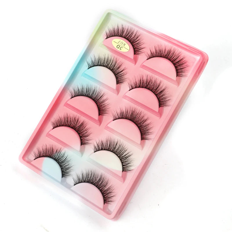 5 Pairs Natural Long Fake Eyelashes HandMade Light Soft Eyelash Wispy Extension False Lashes Bulk Makeup Tools