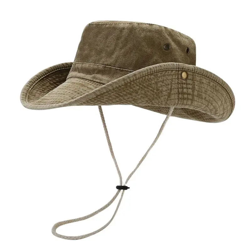Men's Vintage Washed Fishing Hat-Wide Brim Sun Protection Bucket Cap for Outdoor Hiking&Travel UPF50+UV Shield