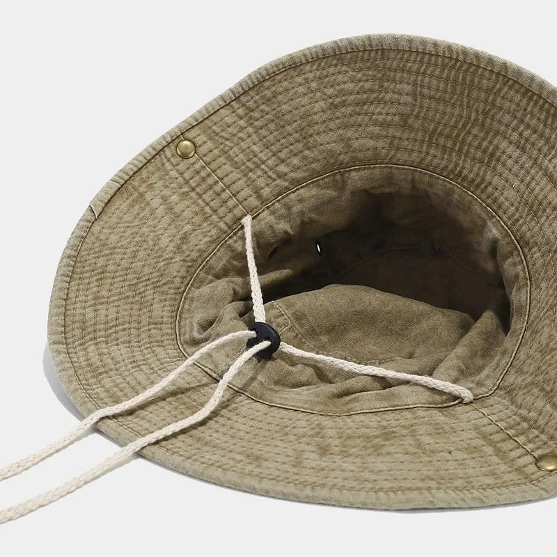 Men's Vintage Washed Fishing Hat-Wide Brim Sun Protection Bucket Cap for Outdoor Hiking&Travel UPF50+UV Shield