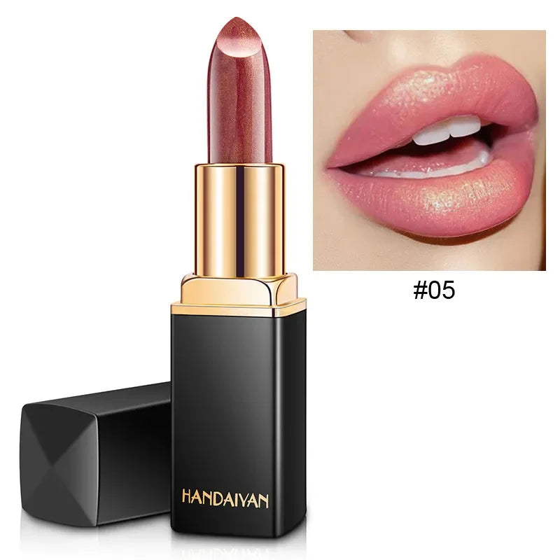 Waterproof Pink Glitter Lipstick Long Lasting Matte Lip Makeup Velve Red Sexy Shimmer Lipgloss Lips Beauty Make-up Cosmetics