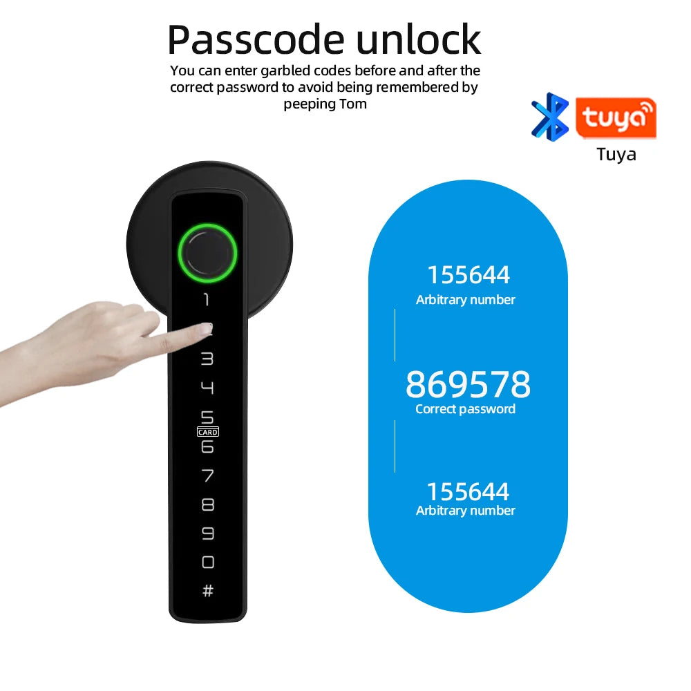 Smart Fingerprint Door Lock Digital Electronic Lock with Password/Key/IC Card/ Smartlife/ Tuya APP Unlock