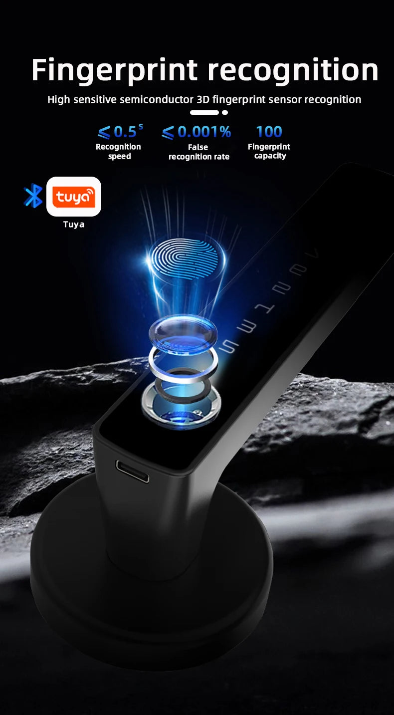 Smart Fingerprint Door Lock Digital Electronic Lock with Password/Key/IC Card/ Smartlife/ Tuya APP Unlock