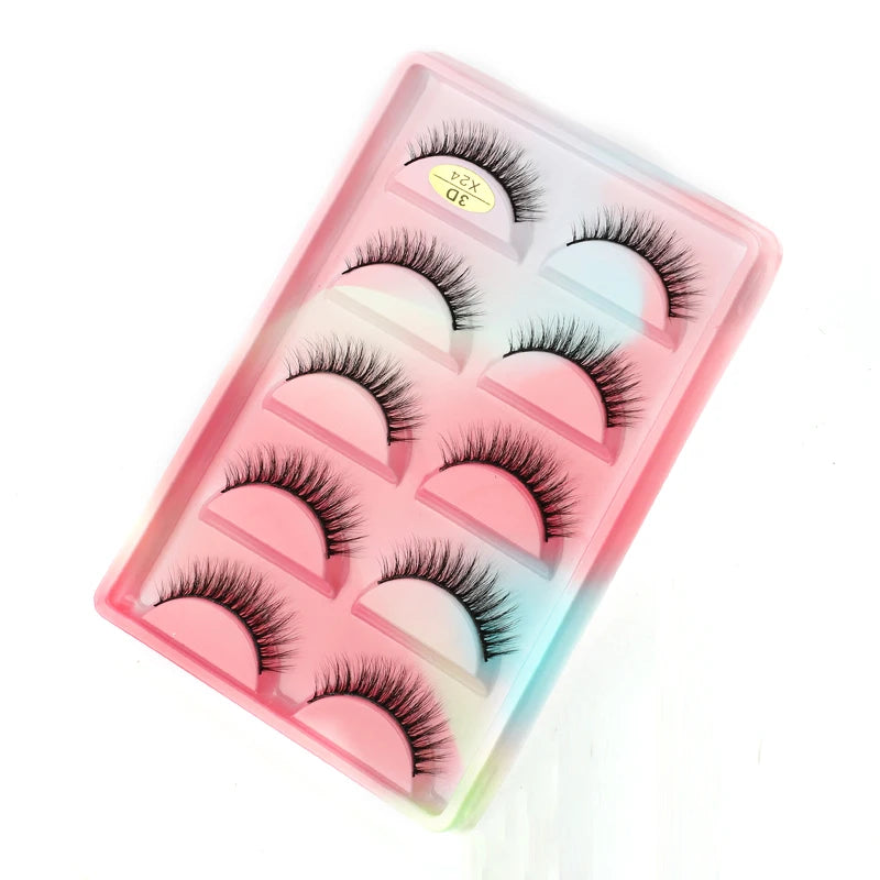 5 Pairs Natural Long Fake Eyelashes HandMade Light Soft Eyelash Wispy Extension False Lashes Bulk Makeup Tools