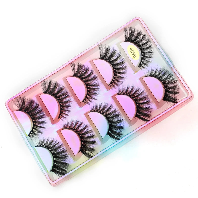 5 Pairs Natural Long Fake Eyelashes HandMade Light Soft Eyelash Wispy Extension False Lashes Bulk Makeup Tools