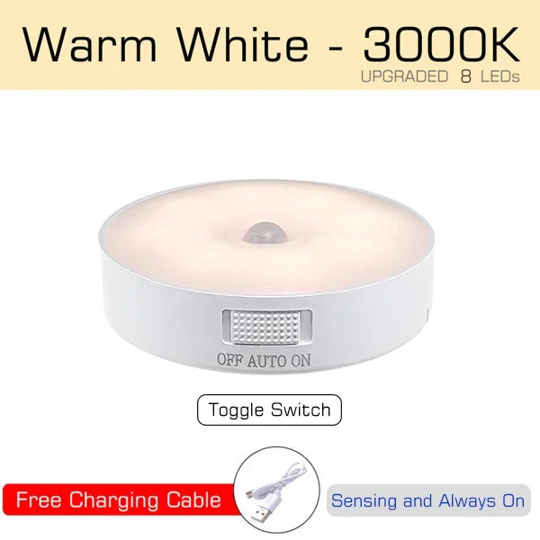 Nightlight Motion Sensor Light USB Rechargeable Night Light LED Lamp for Kitchen Bedroom Stairs Hallway Cabinet Closet Wardrobe