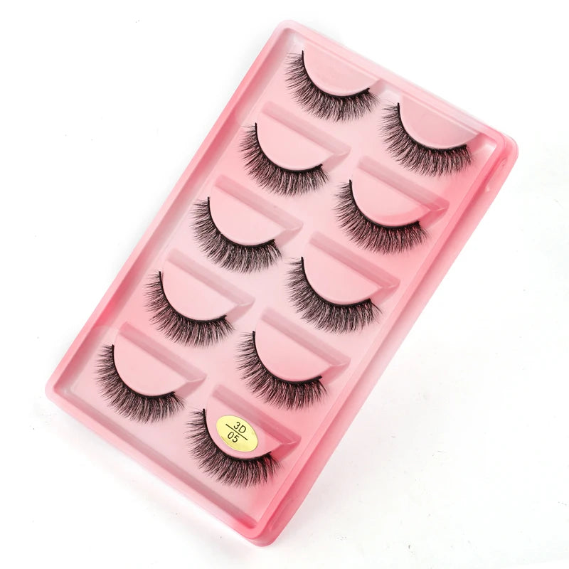 5 Pairs Natural Long Fake Eyelashes HandMade Light Soft Eyelash Wispy Extension False Lashes Bulk Makeup Tools