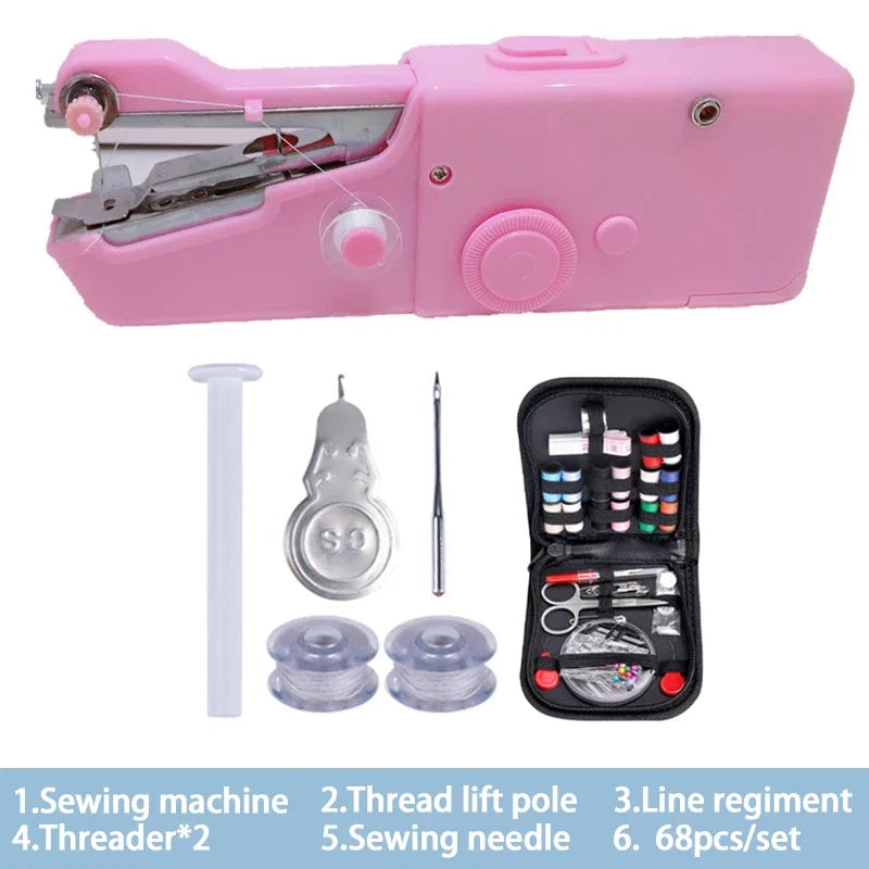 Portable Manual Sewing Machine Handheld Rope-free Electric Quick Build DIY Apparel Supplies Arts Crafts Home Garden Embroidery