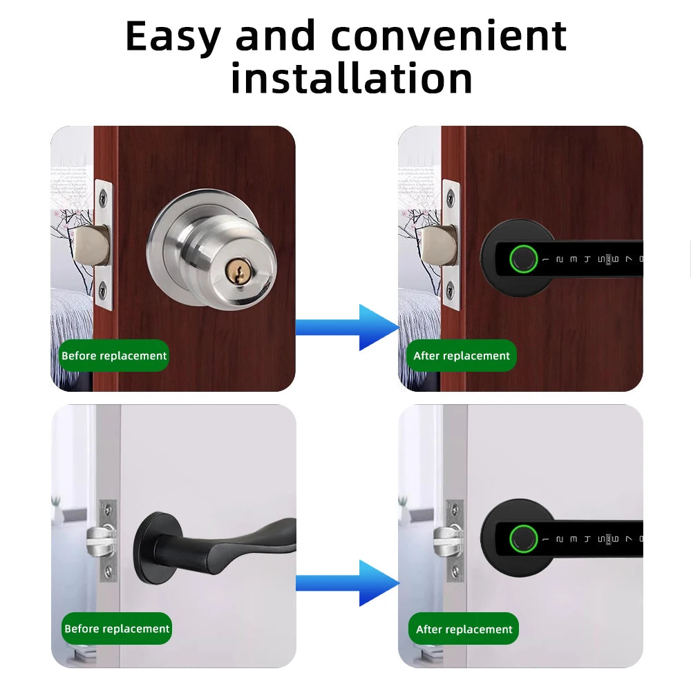Smart Fingerprint Door Lock Digital Electronic Lock with Password/Key/IC Card/ Smartlife/ Tuya APP Unlock