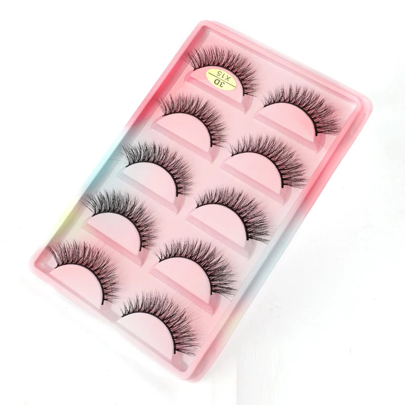 5 Pairs Natural Long Fake Eyelashes HandMade Light Soft Eyelash Wispy Extension False Lashes Bulk Makeup Tools