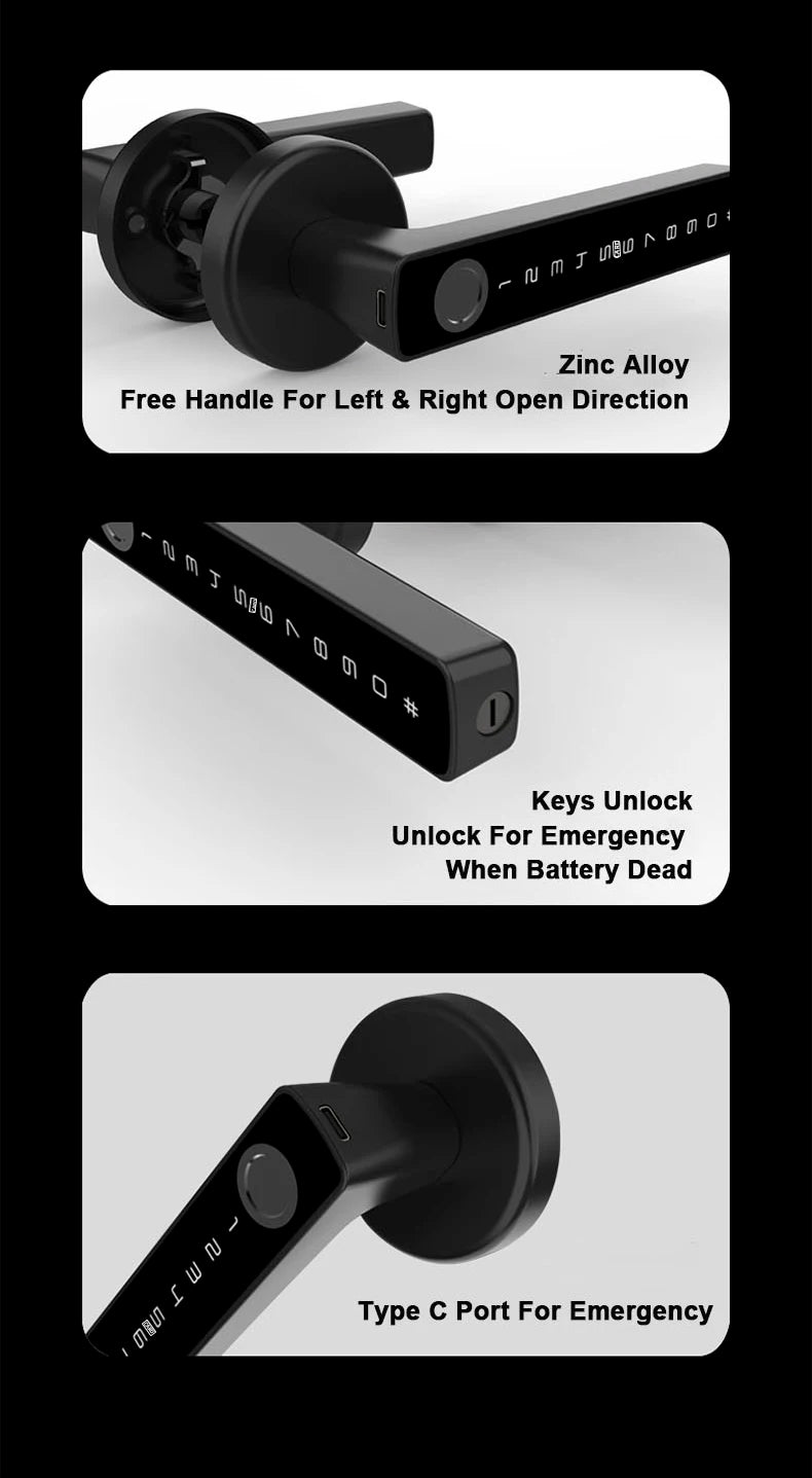 Smart Fingerprint Door Lock Digital Electronic Lock with Password/Key/IC Card/ Smartlife/ Tuya APP Unlock