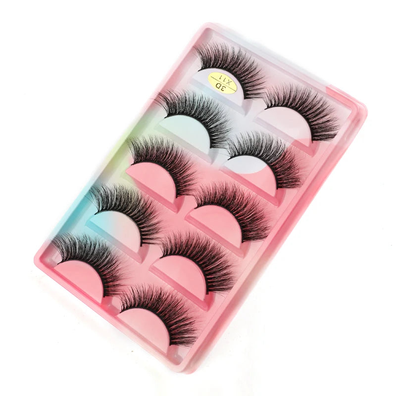 5 Pairs Natural Long Fake Eyelashes HandMade Light Soft Eyelash Wispy Extension False Lashes Bulk Makeup Tools