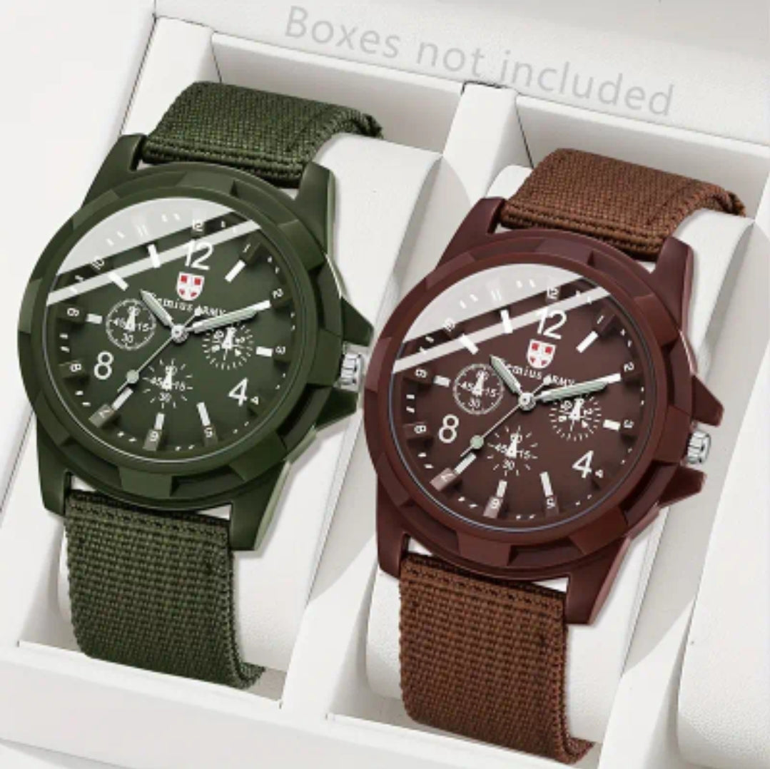 2pcs Unisex Quartz Watch Set – Casual Digital Display, Non-Alloy Case