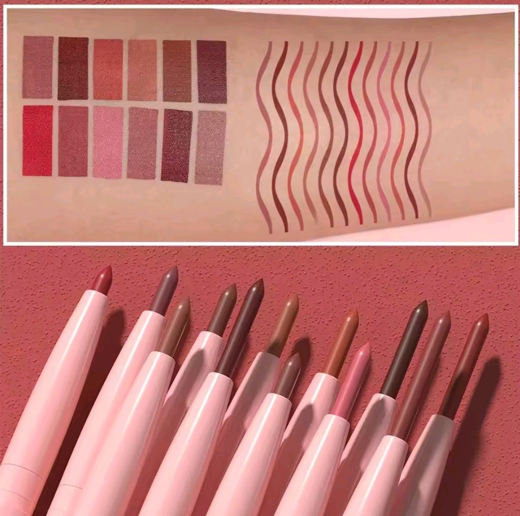 Matte Slim Lip Liner – Waterproof Red Brown Contour Pencil
