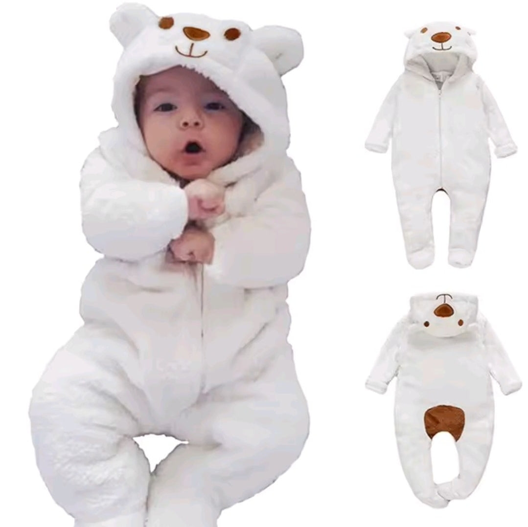 Newborn Baby Bear Hooded Romper – Long Sleeve Jumpsuit Outfit for Boys & Girls