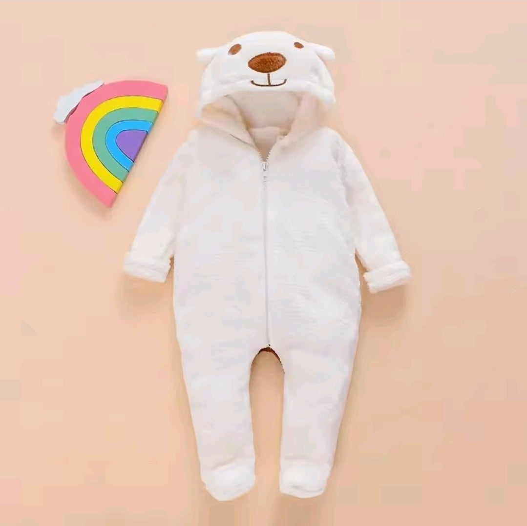 Newborn Baby Bear Hooded Romper – Long Sleeve Jumpsuit Outfit for Boys & Girls