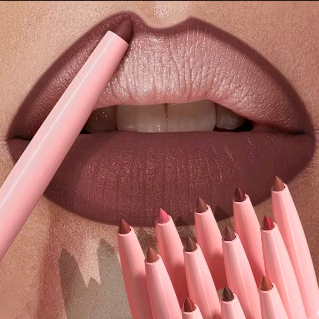 Matte Slim Lip Liner – Waterproof Red Brown Contour Pencil
