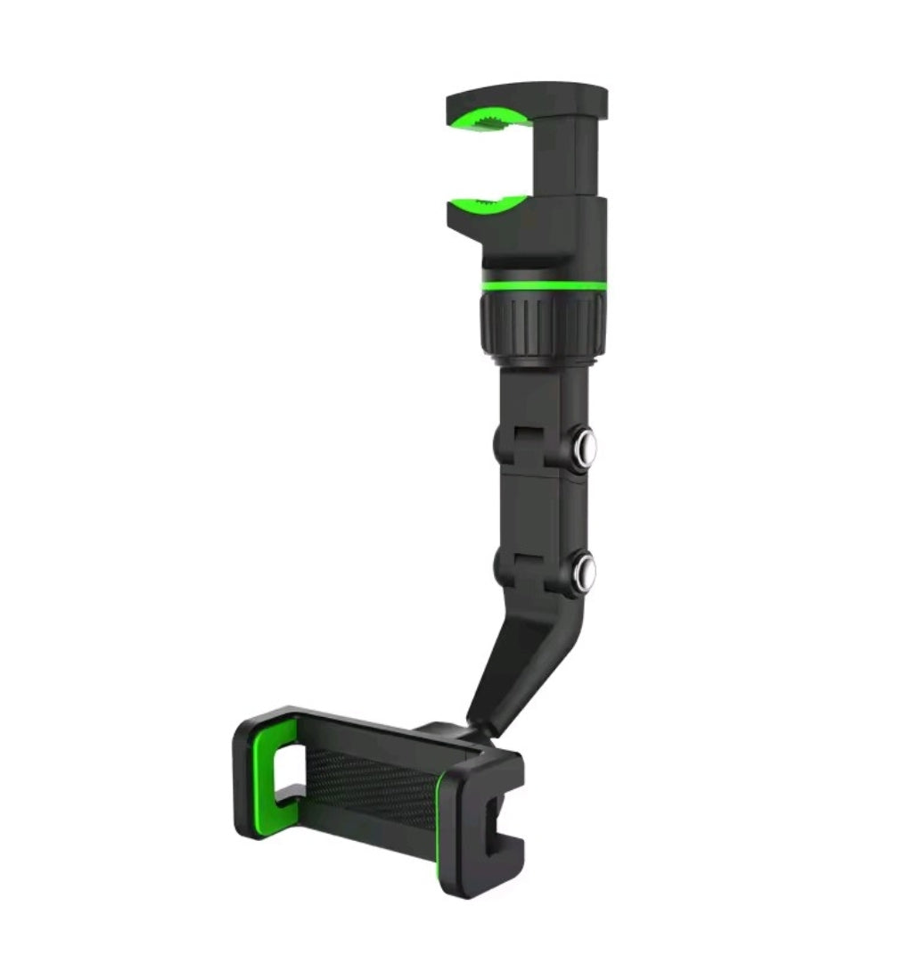 360° Rotatable Rearview Mirror Phone Holder – Universal Retractable Car Mount
