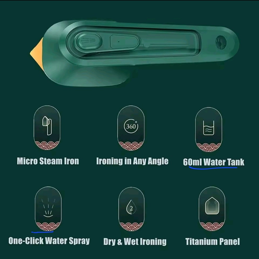 Portable Mini Steam Iron – Handheld 30W Travel Clothes Ironing Machine for Home & Household Use